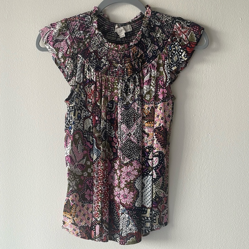 NWT Ann Taylor LOFT XXS Petite Patterned Sleeveless Blouse